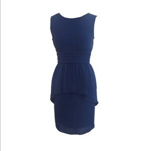BCBGMaxAzria Blue Peplum Ruffle Asymmetrical Dress, Size 0 🗣LAST CHANCE🗣